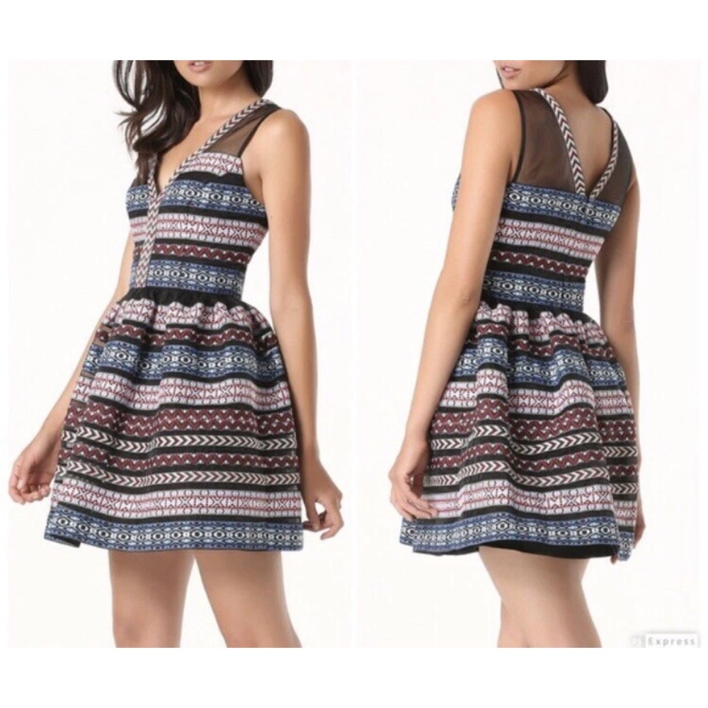 Bebe Fable Stripe Fit and Flare Mini Dress size 8